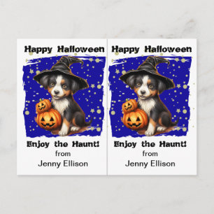Süße Hexen-Welpen-Schulparty-Halloween-Karte Postkarte