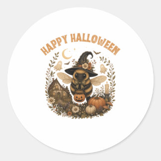 Süße Hexenbiene Frohes Halloween Cottagecore Runder Aufkleber