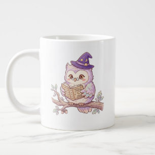 Süße Hexeneule beim Lesen eines Zauberbuchs Hallow Jumbo-Tasse