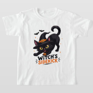 Süße Hexenhelferin schwarze Katze Halloween T-Shirt