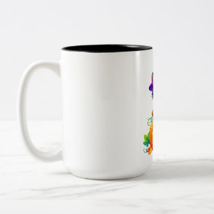 Süße Hexenkatze auf Kürbis Zweifarbige Tasse