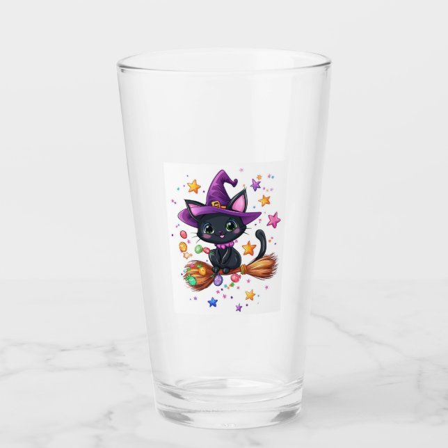 Süße Hexenkatze Glas (Vorderseite)