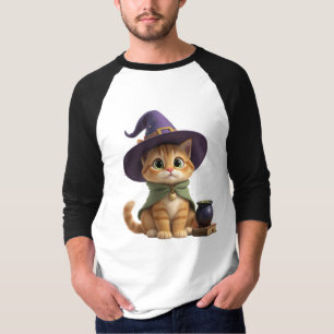 Süße Hexenkatze Halloween Raglan Baseball T-Shirt