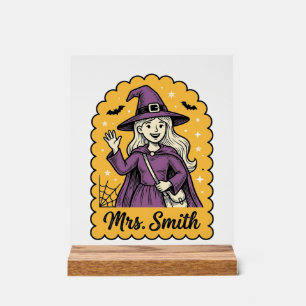 Süße Hexenlehrerin Frau Smith Vintage-Halloween-De Acrylschild