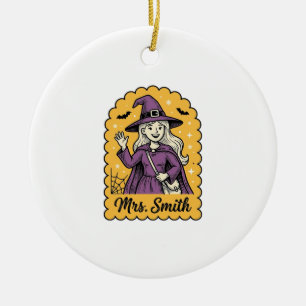 Süße Hexenlehrerin Frau Smith Vintage-Halloween-De Keramik Ornament