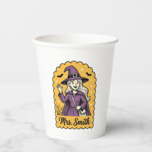 Süße Hexenlehrerin Frau Smith Vintage-Halloween-De Pappbecher