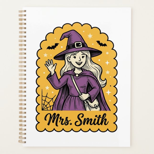 Süße Hexenlehrerin Frau Smith Vintage Halloween-De Planer (Vorderseite)