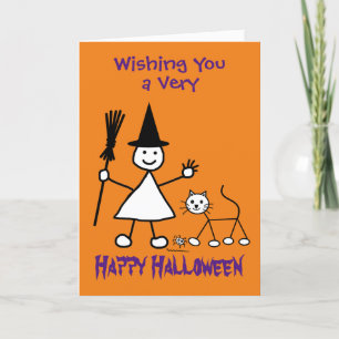 Süße Hexenmädchen-Kinder Halloween-Grußkarte Karte