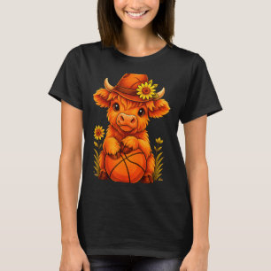 Süße Highland-Kuh Basketball-Kalb Sportliebhaber T-Shirt