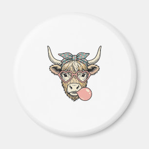 Süße Highland-Kuh-Bubble-Gum-Vintage-Vektorgrafik Magnet
