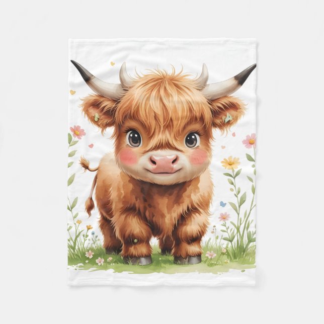 Süße Highland-Kuh-Fleece-Decke Fleecedecke (Vorderseite)