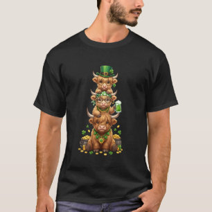 Süße Highland-Kuh Glücksklee St. Patrick's Day T-Shirt
