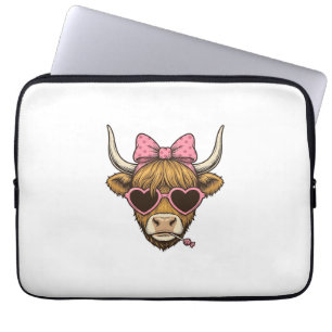 Süße Highland-Kuh-Herzbrille Vintage-Shirt-Desi Laptopschutzhülle