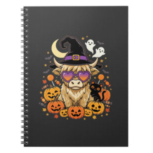 Süße Highland-Kuh-Hexe-Halloween-Kürbis-Party Notizblock