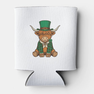 Süße Highland-Kuh Irischer Kleeblatt Vintage-Shirt Dosenkühler