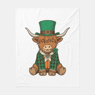 Süße Highland-Kuh Irischer Kleeblatt Vintage-Shirt Fleecedecke