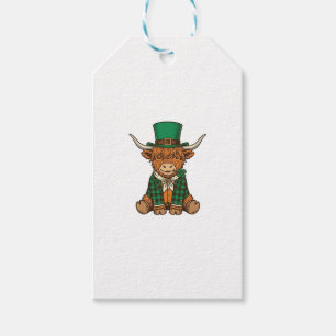 Süße Highland-Kuh Irischer Kleeblatt Vintage-Shirt Geschenkanhänger