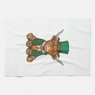 Süße Highland-Kuh Irischer Kleeblatt Vintage-Shirt Geschirrtuch