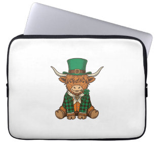 Süße Highland-Kuh Irischer Kleeblatt Vintage-Shirt Laptopschutzhülle