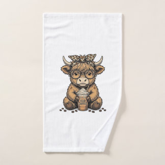 Süße Highland-Kuh-Kaffee-Vintage-Vector-Shirt_1 Handtuch