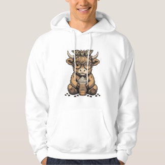 Süße Highland-Kuh Kaffee Vintage-Vector-Shirt_1 Hoodie