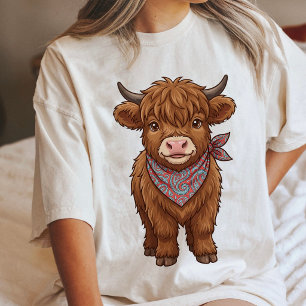 Süße Highland-Kuh mit Paisley-Bandana-Kunst Tri-Blend Shirt