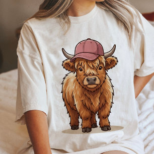 Süße Highland-Kuh mit rosa Baseballkappe Tri-Blend Shirt