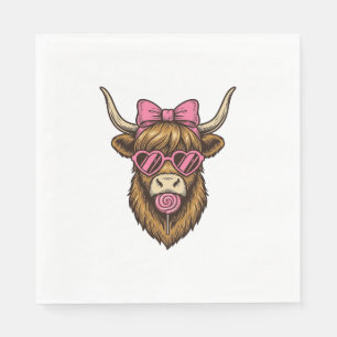 Süße Highland-Kuh mit rosa Herzbrille Vektor_1 Serviette