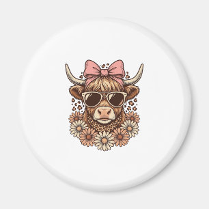 Süße Highland-Kuh Sonnenbrille Rosa Schleife Vinta Magnet