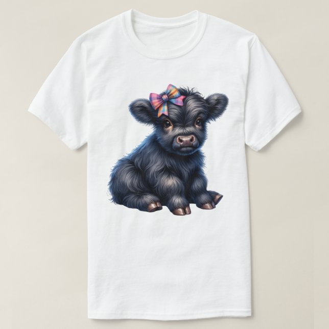 Süße Highland-Kuh T-Shirt (Design vorne)