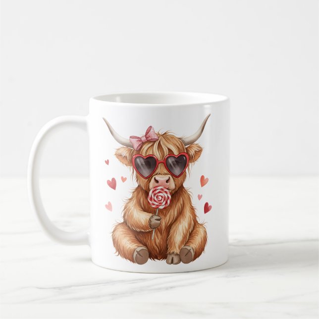 Süße Highland-Kuh Valentins-Mug Kaffeetasse (Links)