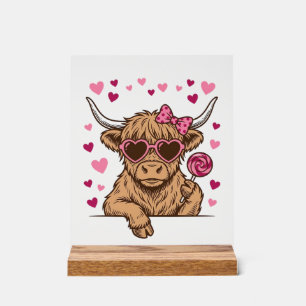 Süße Highland-Kuh-Valentinstag-Sonnenbrille Vektor Acrylschild