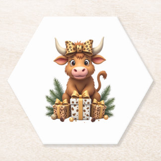 Süße Highland-Kuh Weihnachten Santa Highland-Kuh L Untersetzer