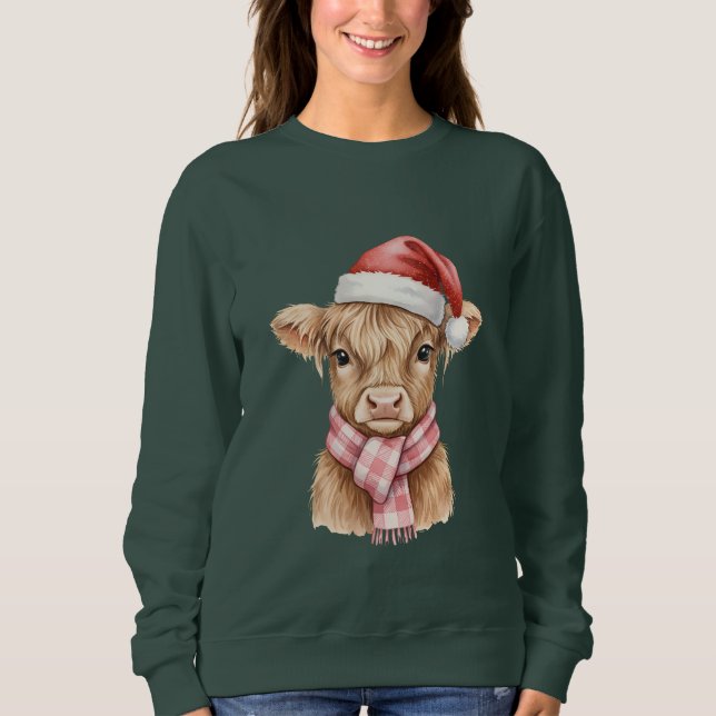 Süße Highland-Kuh-Weihnachten Sweatshirt (Vorderseite)