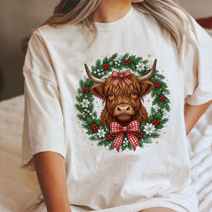 Süße Highland-Kuh-Weihnachtsgirlande Tri-Blend Shirt