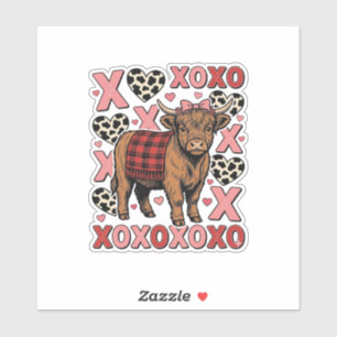 Süße Highland-Kuh XOXO Valentinstag Vintage-Shirt Aufkleber