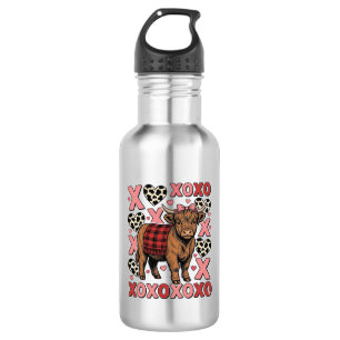 Süße Highland-Kuh XOXO Valentinstag Vintage-Shirt Edelstahlflasche