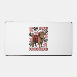 Süße Highland-Kuh XOXO Valentinstag Vintage-Shirt Schreibtischunterlage