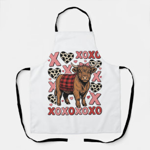 Süße Highland-Kuh XOXO Valentinstag Vintage-Shirt Schürze