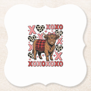 Süße Highland-Kuh XOXO Valentinstag Vintage-Shirt  Untersetzer