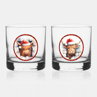 Süße Highland-Kühe Weihnachtsmützen Editierbarer T Whiskyglas