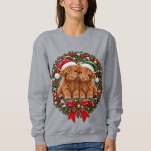 Süße Highland-Weihnachtskuh-Kälber Sweatshirt