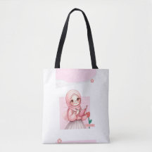 Süße Hijabi-Mädchen-Tasche | Rosa Ästhetik-Leinwan