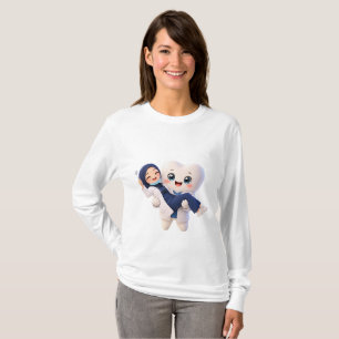 Süße Hijabi-Zahnärztin & glücklicher Zahn Langarms T-Shirt