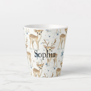 Süße Hirsch Blau Weihnachten Schneeflocken Milchtasse