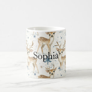 Süße Hirsch Blaue Weihnachten Schneeflocken Kaffeetasse