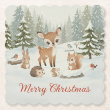Süße Hirsche und Waldtiere Frohe Weihnachten