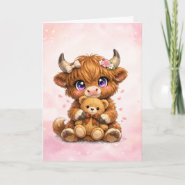 Süße Hochland-Kuh-Grußkarte Karte