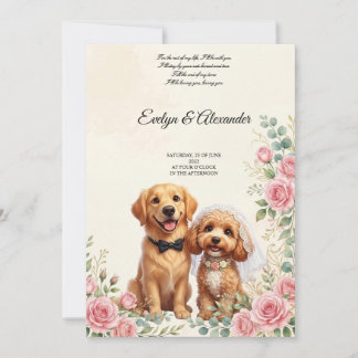 Süße Hochzeitshunde Braut und Bräutigam  Einladung