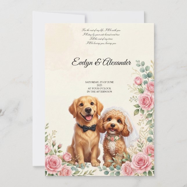 Süße Hochzeitshunde  Einladung (Vorderseite)